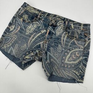 American Eagle Paisley Super Stretch Jegging Cut Off Shorts Size 14 Hippie Indie